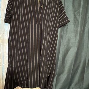 Navy Blue with tan stripes shirt dress